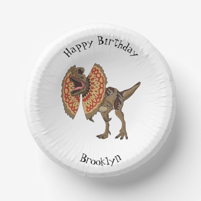 Cuencos De Papel Ilustracion personalizado Dilophosaurus (Anverso)