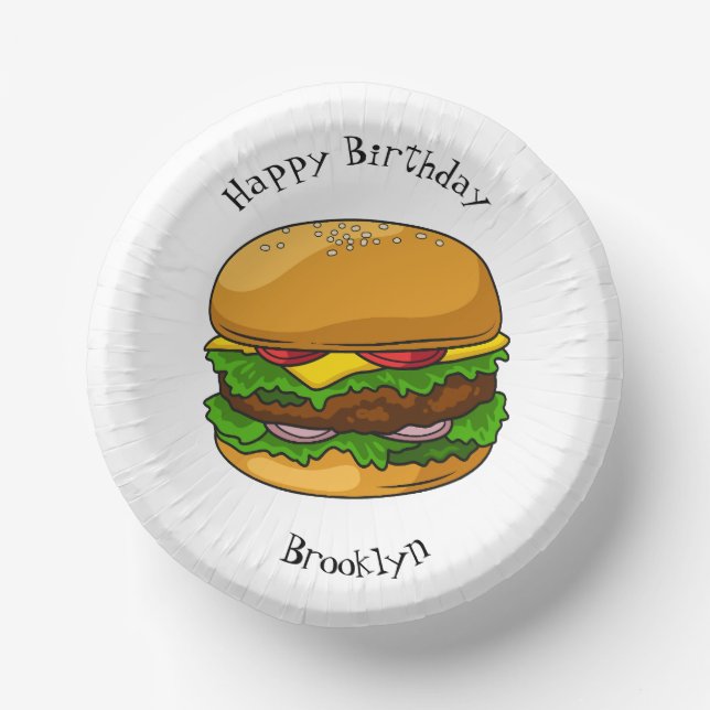 Cuencos De Papel Ilustracion personalizado Hamburger (Anverso)