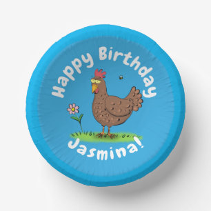 Cuencos De Papel Ilustracion personalizado rústico de pollo diverti