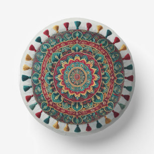 Cuencos De Papel Impresionantes placas de Mandala Boho - vibrantes 