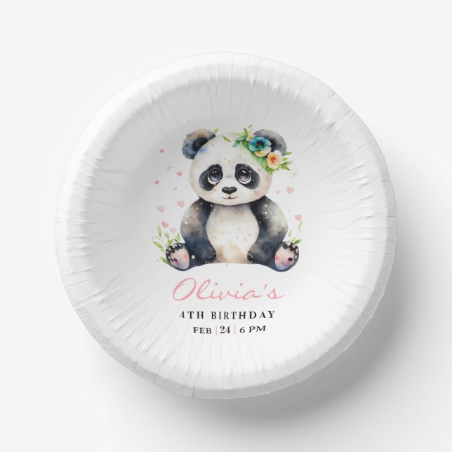 Cuencos De Papel Invitación de cumpleaños de Panda, Invitación de c (Anverso)