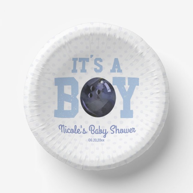 Cuencos De Papel It's a Boy! Baby Shower Blue Bowling (Anverso)
