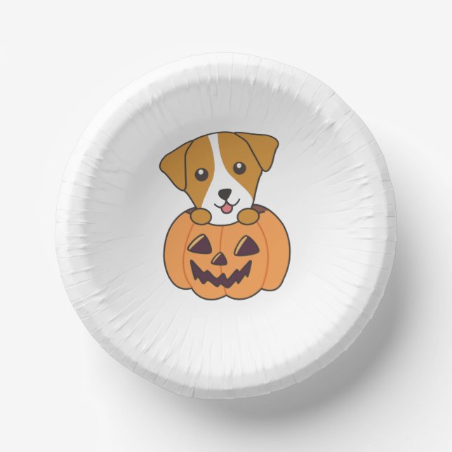 Cuencos De Papel Jack Russel In Pumpkin Cute Dogs Happy Halloween (Anverso)