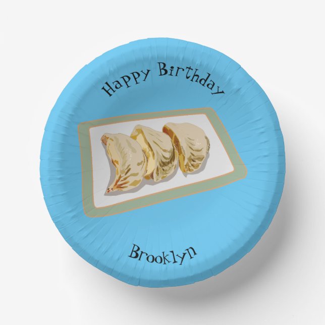 Cuencos De Papel Jiaozi / ilustracion personalizado chino de bolas  (Anverso)