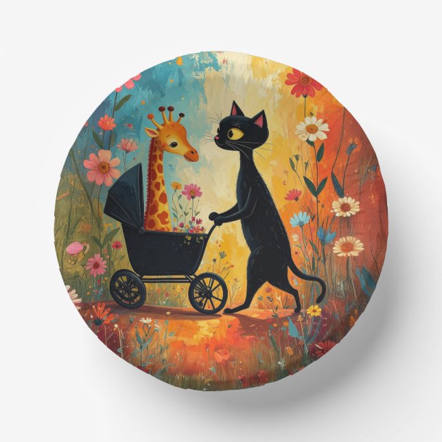 Cuencos De Papel Jirafa de gato lindo tazón de papel (Anverso)