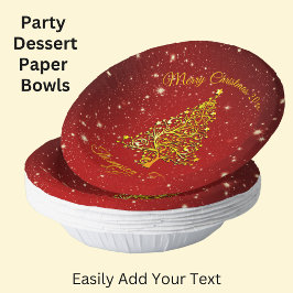 Cuencos De Papel Juego de nombres Navidades Red Gold Tree Stars