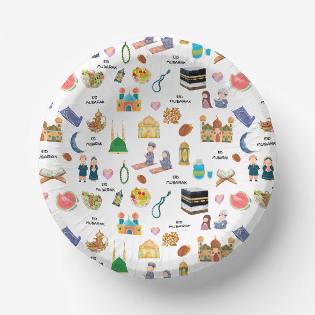 Cuencos De Papel Kids Eid Mubarak Paper Bowl – Colourful Islamic  (Anverso)