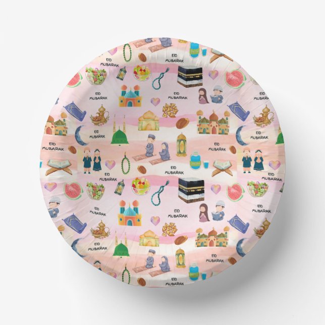Cuencos De Papel Kids Eid Mubarak Paper Bowl – Colourful Islamic (Anverso)