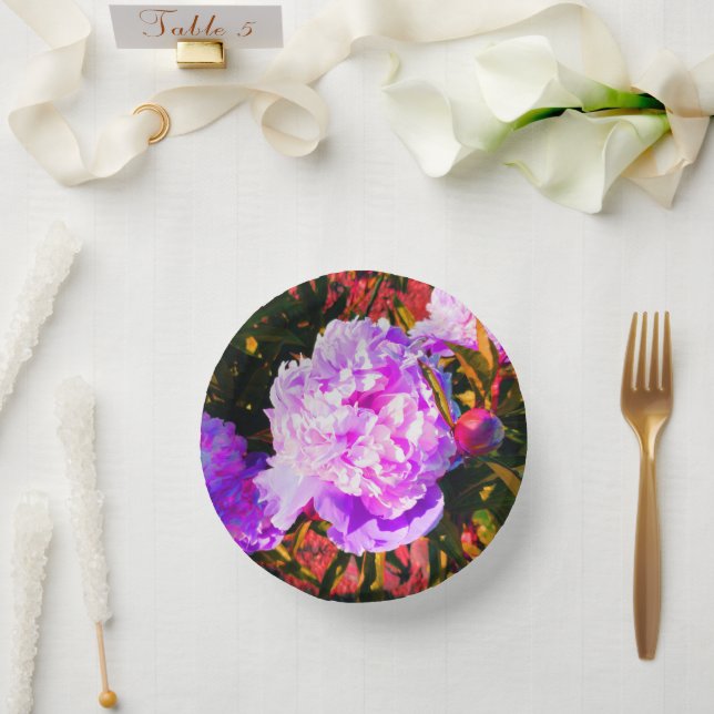 Cuencos De Papel La hermosa ronda de peoneses rosados (Boda)