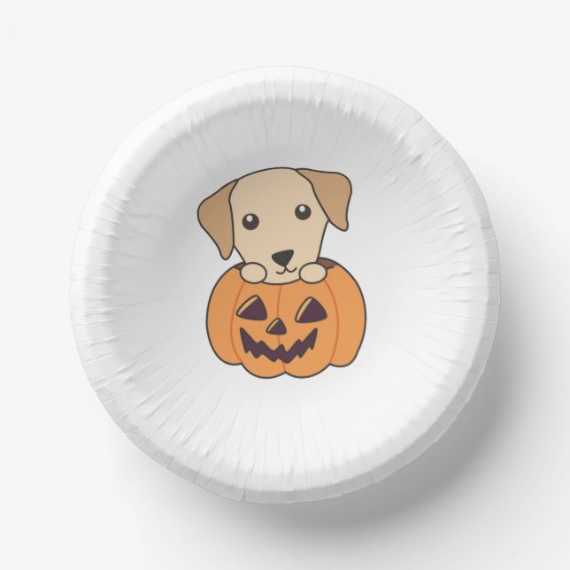 Cuencos De Papel Labrador In Pumpkin Cute Dogs Happy Halloween (Anverso)