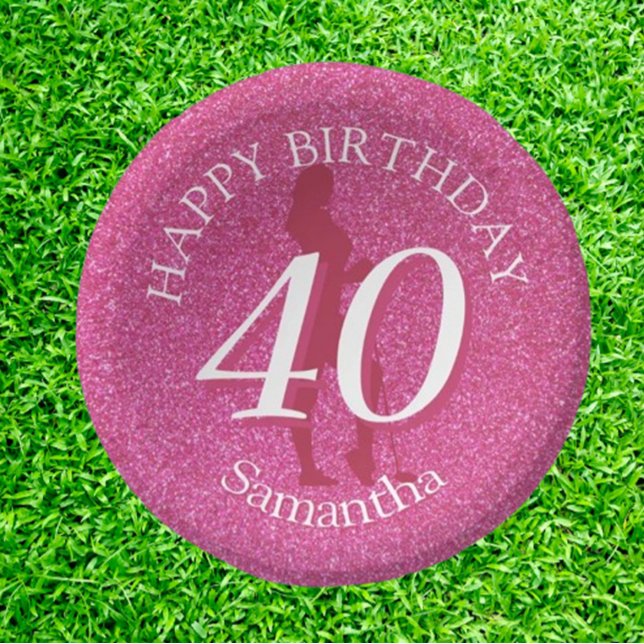 CUENCOS DE PAPEL LADIES PINK PURPURINA BIG BIRTHDAY (Surprise the golf lover in your life with a fun pink glitter birthday gift! )