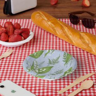 Cuencos De Papel Lily of Valley con Ferns    Azul Claro