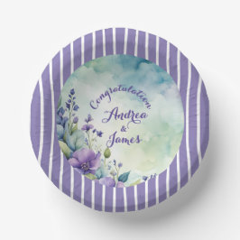 Cuencos De Papel Lindo Lavanda y Floral Rayado