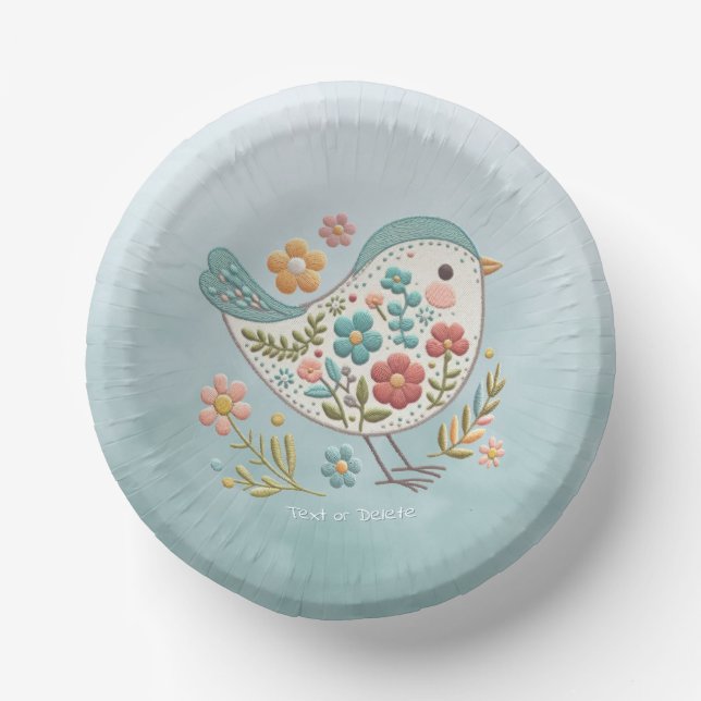 Cuencos De Papel Little Bird Blue Pink Flowe Paper Bowl (Anverso)