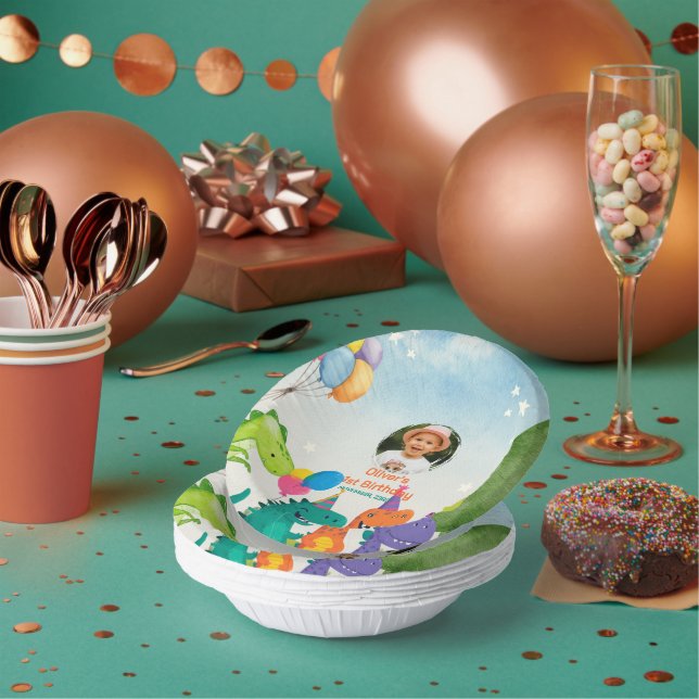 Cuencos De Papel Little Dino 1st Birthday Paper Plate (Multi)