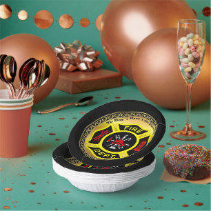 Cuencos De Papel Logo del Departamento de Bomberos Insignia Negra Y