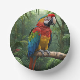 Cuencos De Papel Loro de Macao en la jungla
