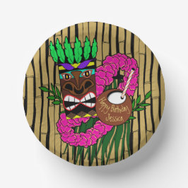 Cuencos De Papel Luau Birthday Party Plates Custom Name