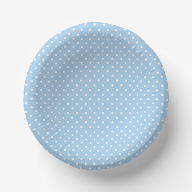 Cuencos De Papel Lunares Clásicos Blanco - Azul Bebé (Anverso)