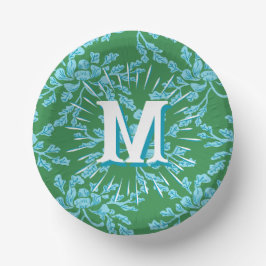 Cuencos De Papel Madera de peonía sinuosa en verde + personalizado 