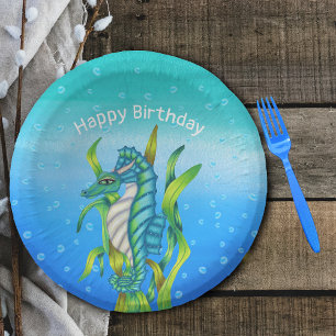 Cuencos De Papel Magical Ocean Sea Dragon Horns Seaweed Blues