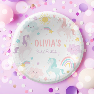 Cuencos De Papel Magnífico Pastel Unicornio Fiesta de Cumpleaños de