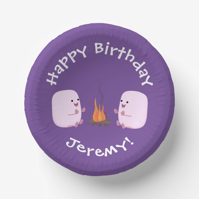 Cuencos De Papel Malvaviscos rosados por personalizado de bomberos  (Anverso)