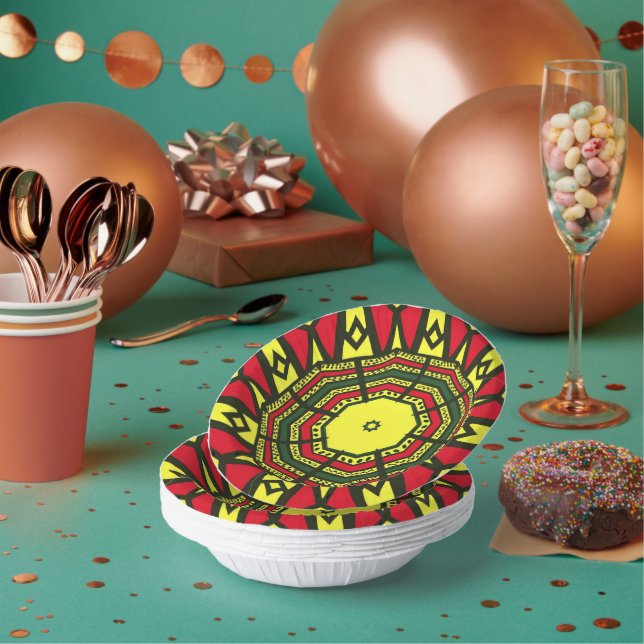 Cuencos De Papel Mandala afrocéntrica (Multi)