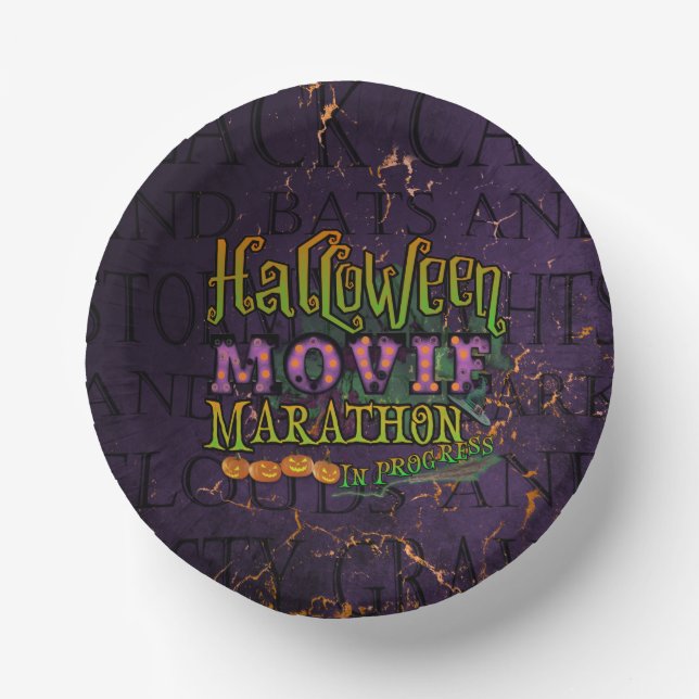 Cuencos De Papel Maratón De Películas De Halloween En Curso (Anverso)