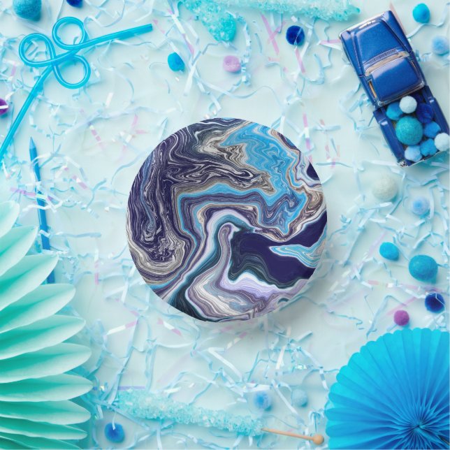 Cuencos De Papel Marble azul Fluid Art Birday (Fiesta)