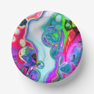 Cuencos De Papel Marble Colorous Fluid Art
