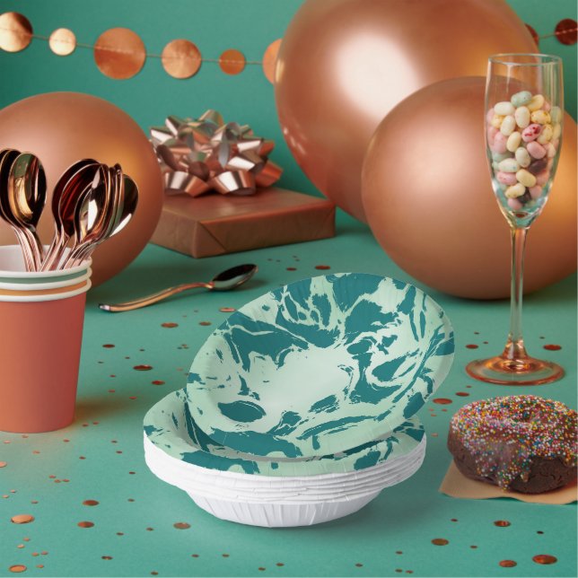 Cuencos De Papel Mármol verde (Multi)