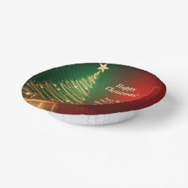 Cuencos De Papel Mensaje de nombre de negocio Green Gold Christmas 