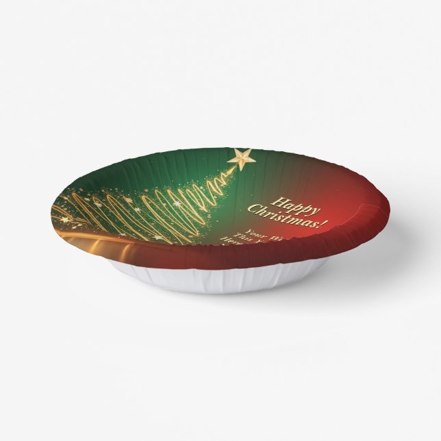 Cuencos De Papel Mensaje de nombre de negocio Green Gold Christmas  (Angular)