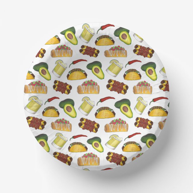 Cuencos De Papel México México Tex Mex Food Taco Enchilada Chimicha (Anverso)