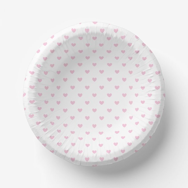 Cuencos De Papel Micro Corazones Rosa Claro - Blanco (Anverso)