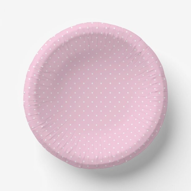 Cuencos De Papel Micro Polka Dot White - Light Pink (Anverso)