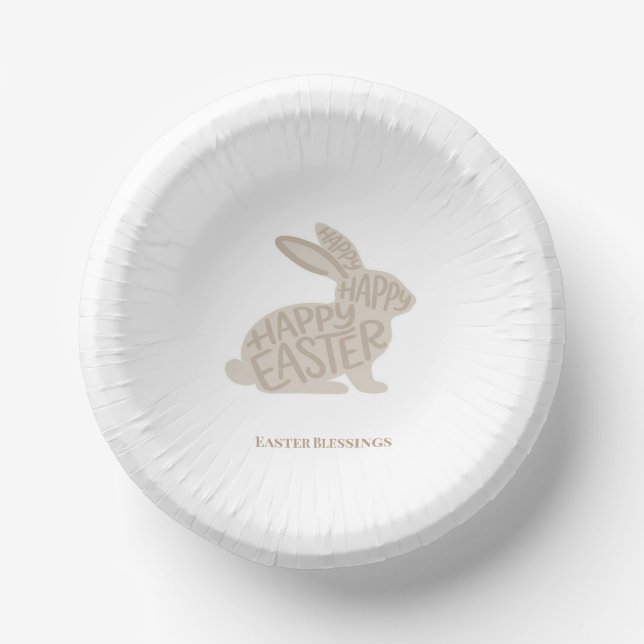Cuencos De Papel Minimalist Beige Typography Rabbit (Anverso)