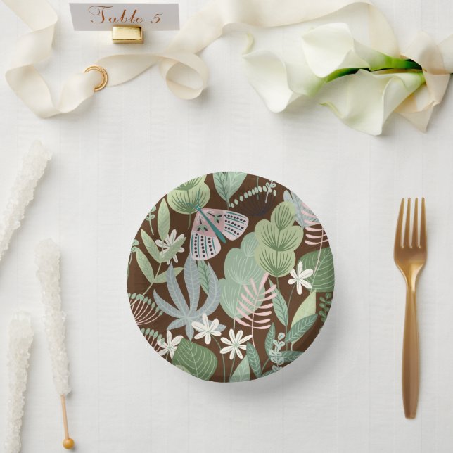 Cuencos De Papel Moda Desierto Brown Retro Butterfly Foliage Garden
