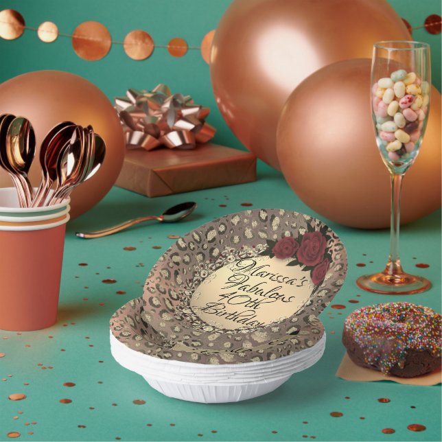 Cuencos De Papel Moda Leopard Rosa Fabulous 40th Birthday (Multi)