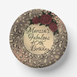 Cuencos De Papel Moda Leopard Rosa Fabulous 40th Birthday