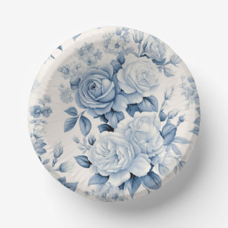 Cuencos De Papel Moda romántica Rosas anticuados y azules
