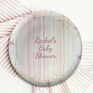 Cuencos De Papel Moda Tropical Beach Seashell Baby Shower Boho
