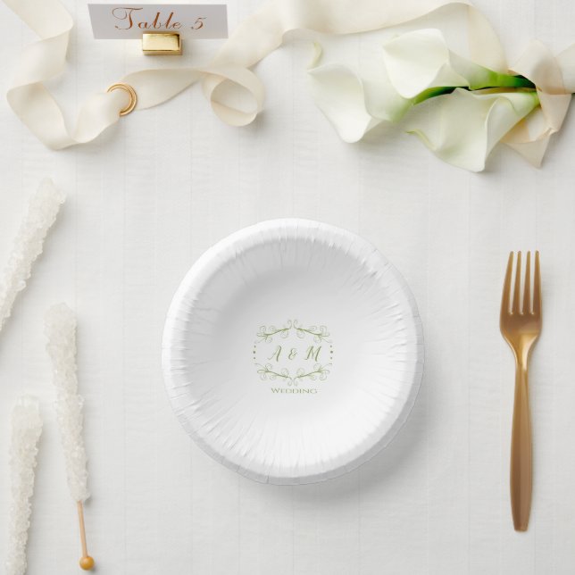 Cuencos De Papel Moda verde boda (Boda)