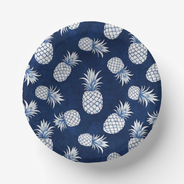 Cuencos De Papel Modern Tropical Pineapple Watercolor (Anverso)