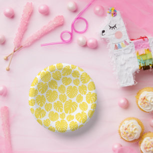 Cuencos De Papel Monstera - Amarillo limón y blanco