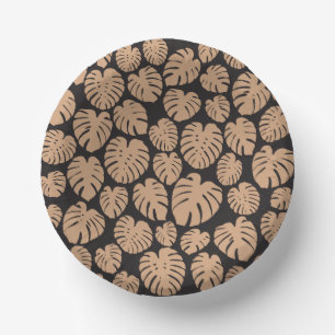 Cuencos De Papel Monstera en Tan y Negro