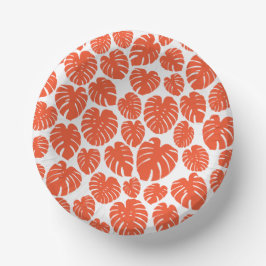 Cuencos De Papel Monstera - Naranja y blanco