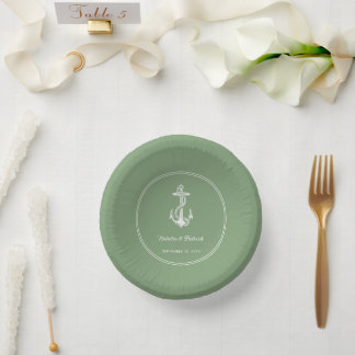 Cuencos De Papel Moss Green Nautical Anchor Boda Bowls