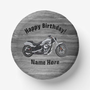 Cuencos De Papel Motorcycle Happy Birday Custom Name Guay